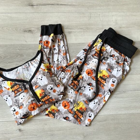 BIRDIE BEAN HALLOWEEN WOMEN'S LOUNGE SET BLACK/ORANGE S NWT IN PKG - Picture 6 of 6